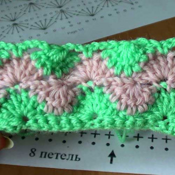 Узоры крючком. Зигзаг из веерочков 